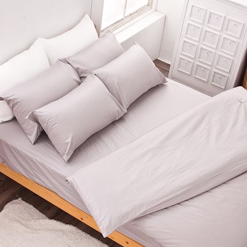 戀家小舖 100%精梳棉 床包 / 雙人【馬卡龍-岩石巧克力】含兩件枕套 經典素色 台灣製