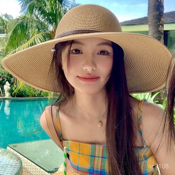 海邊度假🌟 帽子遮陽草帽休閒太陽帽子女夏天沙灘遮陽帽出遊防曬防紫外綫海邊沙灘帽 防曬帽