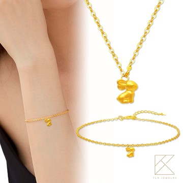 【TLH】黃金墜項鍊/手鍊系列 純金999 YOU&ME 閨蜜心有靈犀 約重0.05錢±0.01