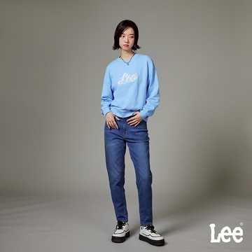 Lee 413 彈性高腰標準小直筒牛仔褲 女 中藍洗水 LB417100840
