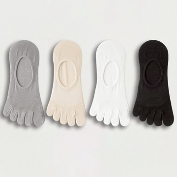 NicoFun 愛定做 4雙 網眼襪 黑白灰杏色 五趾襪 分趾襪 船襪 裸襪 娃娃鞋 隱形襪  女棉襪22.5-24.5