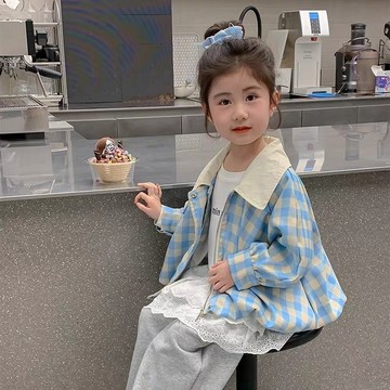 臺灣-出貨🔥【秋冬款熱銷】女童春裝外套2025新款洋氣女寶寶春季格子夾克兒童春秋款時髦上衣 V3EB