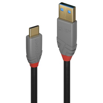 LINDY 林帝 ANTHRA USB3.2 Gen 2 Type-C/公-Type-A/公傳輸線 + PD智能電流晶片  黑色  1條  1.5m