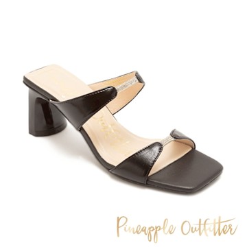 Pineapple Outfitter-法式溫柔方頭涼跟鞋 RIKI-黑色
