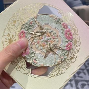 ✨桃園有貨✨西安博物院物文創化妝鏡雲雀鏡高顔值國風自製收藏宮廷化妝隨身鏡 W3UM
