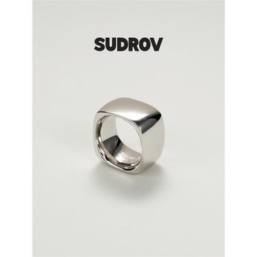 SUDROV素覺戒指 簡約設計感冷淡風925銀女寬指環食指戒女首飾