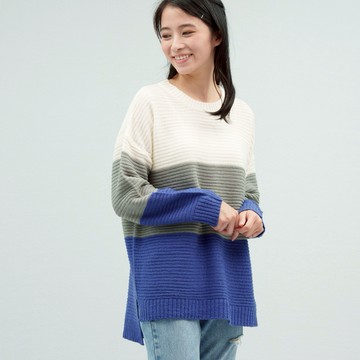O-LIWAY 台灣製MIT 知性～幾何色塊側開岔針織衫