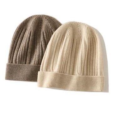 【米蘭精品】毛帽羊毛針織帽-休閒折疊條紋針織男女帽子2色74jr31