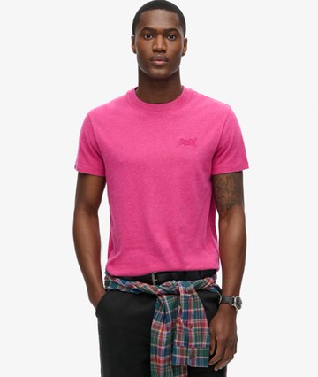 Superdry Men's Men's Organic Cotton Essential Logo T-shirt Pink / Magenta Marl - Size: M