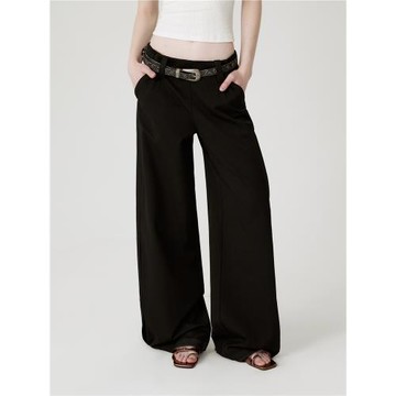 出逃赤崗西 原創高級垂墜感黑色西裝褲女款寬松低腰闊腿褲子秋冬