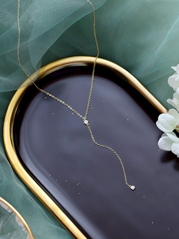 925純銀Y字項鏈女14K包金超閃性感超細鎖骨鏈小眾設計感個性氣質1入