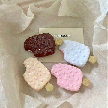 🎀biubiu童裝🎀脆皮冰棒髮夾可愛趣味冰淇淋髮卡鴨嘴夾搞怪仿真髮飾側邊夾劉海夾