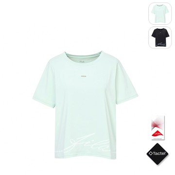 【FILA】女性 短袖 萊卡彈性圓領T恤-淺綠 5TEZ-1608-LN