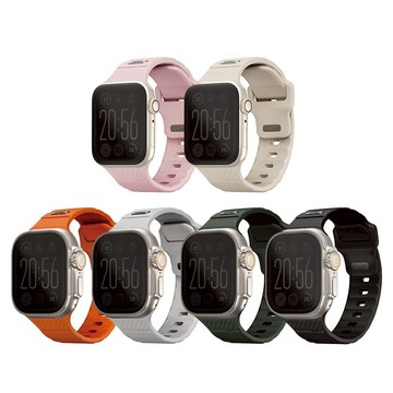 Apple Watch Stride 防水FKM橡膠不鏽鋼高質感錶帶 38/40/41/42(10代)mm 共用款 卡其色