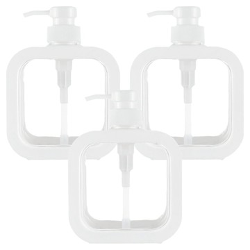 小麥購物 按壓式高級透明分裝瓶 L1467 500ml  3個  白色