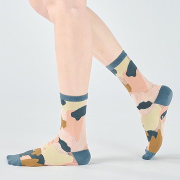 一起作夢 透明紗中筒襪 - 軍綠(M)