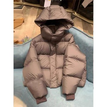 短款咖色棉服女2025冬季新款寬松小個子連帽云朵泡芙加厚保暖外套