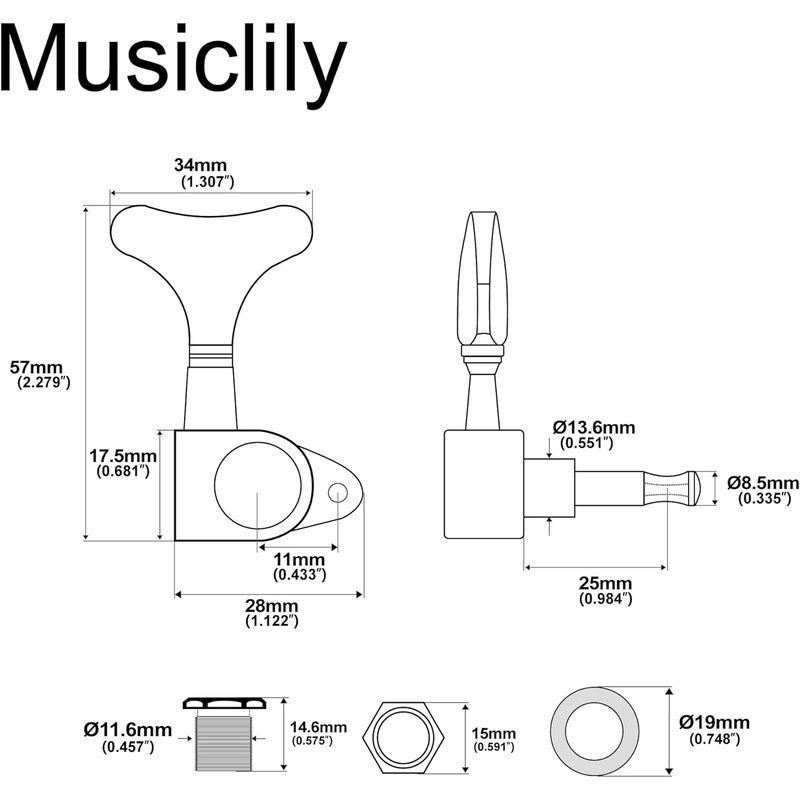 Musiclily Pro 4連 エレクトリックベース用ペグ、ブラック