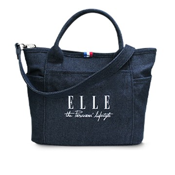 ELLE TRAVEL極簡風帆布手提/斜背托特包 (深牛仔) EL52372