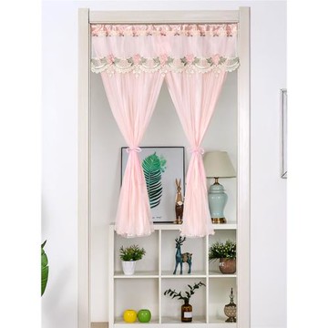 門簾裝飾簾隔斷簾蕾絲紗門簾雙層雙開臥室家用免打孔兩片式半門簾