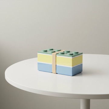 P:BLOCK Trio Block 2 層午餐盒 480 毫升帶筷子的冰袋 可用於微波爐 可用洗碗機清洗 輕便 工匠製作 兒童禮物 日本製造