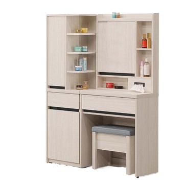 【MUNA家居】麥卡羅白榆木3.3尺鏡台/含椅/729-729-1