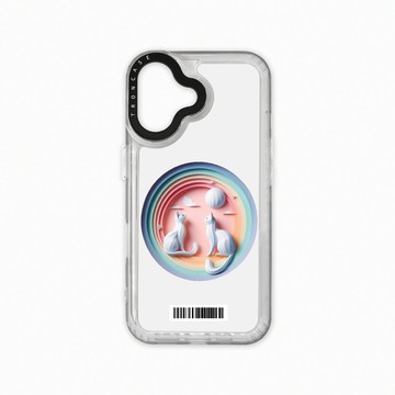 iPhone 16  殼 TRON iPhone 16 可愛紙雕貓咪  載具 太空殼 透白款 手機殼