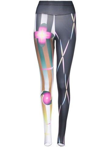 Chopova Lowena - graphic-print elasticated-waist leggings - women - Nylon/Spandex/Elastane - S - Black