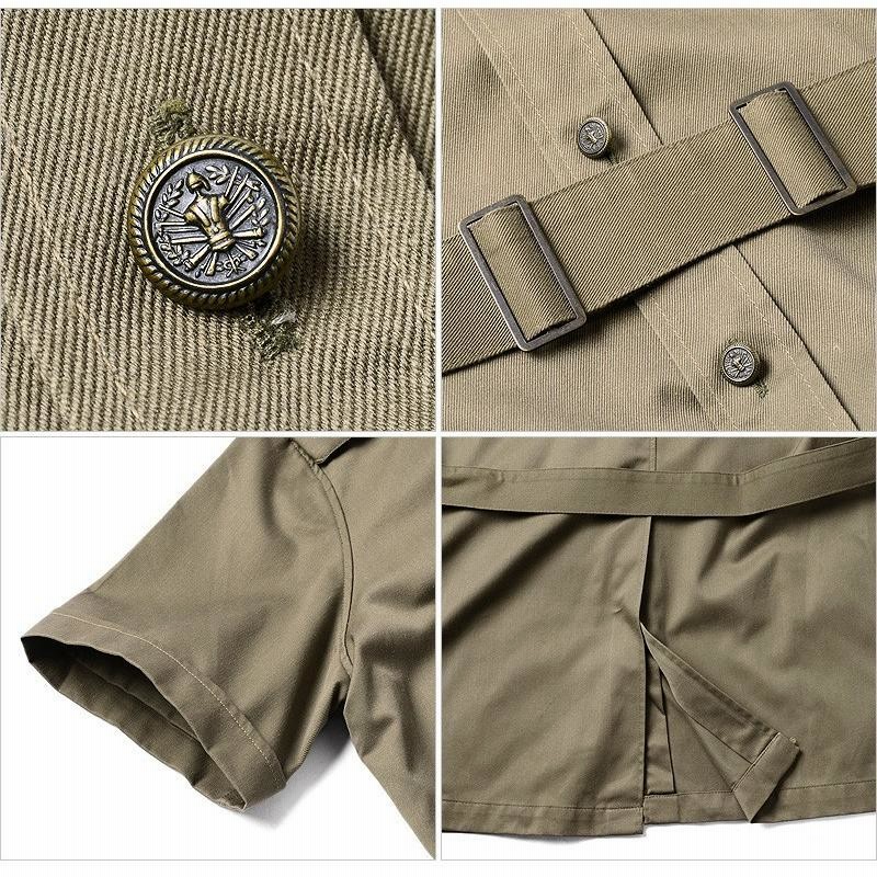 実物 イタリア軍 サファリシャツ カーキ USED ミリタリーシャツ