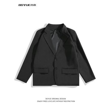 BOYUE帛躍純色西服外套秋冬墊肩休閑百搭痞帥大碼輕熟風制服西裝