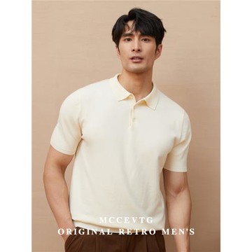 MCCEVTG天絲纖維針織POLO衫男士商務輕熟休閑小翻領意式短袖修身