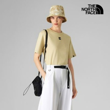 【The North Face 官方旗艦】 北面UE女款米色純棉短袖T恤｜8BUH3X4