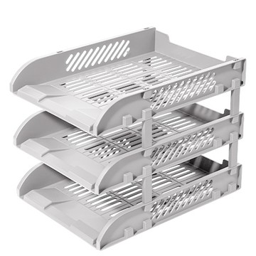 得力Deli三層公文架/E9213/灰色