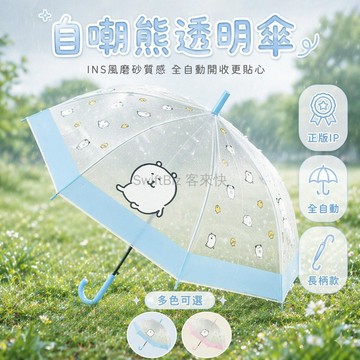 台灣出貨✨ 自嘲熊長柄雨傘 磨砂透明雨傘 全自動開收傘 學生兒童卡通傘 可愛防風長柄傘 清新ins 風設計
