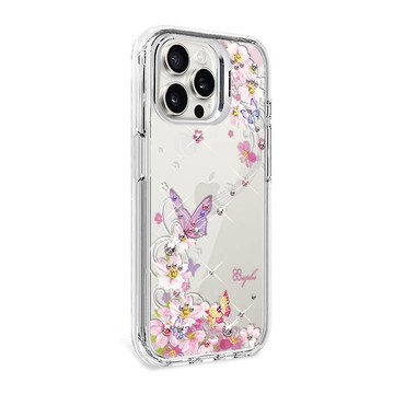 iPhone 全系列 防震雙料隱形立架水晶彩鑽手機殼-迷蝶香