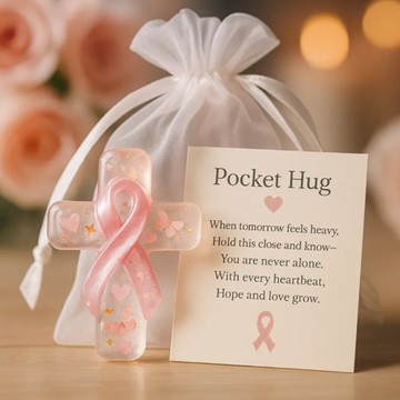 洛陽牡丹乳腺癌意識口袋擁抱情感支撐手心病擺件塑膠腕