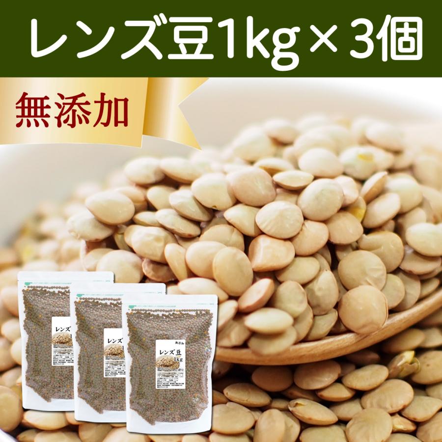 レンズ豆 1kg×3個 乾燥 ひら豆 ヒラマメ ヒラ豆 ブラウン アメリカ産