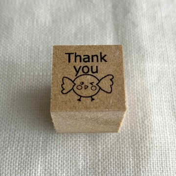 「Kotorinko」Thank you 印章！1.5cm 見方 握柄 木質 小鳥