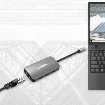 Lenovo聯想 原裝盒裝 轉接線 分線器 USB hub 電腦投屏器 Type-c 六合一 擴展塢 Type-c轉sub+網口+HDMI D610