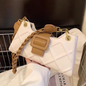 法國MK腋下包女2025新款高級感真皮菱格法棍包小眾百搭單肩斜挎包