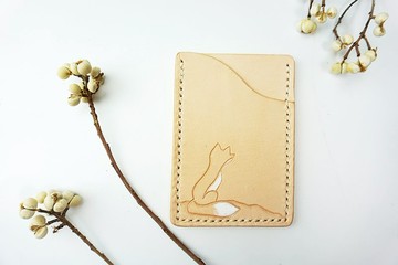 小狐狸系列 真皮手刻卡片夾-思念