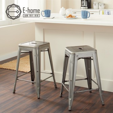 E-home 瓦力工業風可堆疊金屬吧臺椅 高61cm 高腳椅 升降椅 餐桌椅 椅子 吧台椅