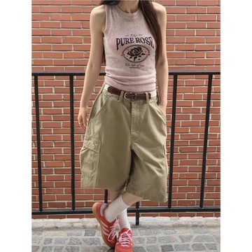 Unique SEI街頭韓版個性工裝風大口袋五分休閑百搭男友寬松短褲