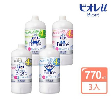 【KAO 花王】Biore U 泡沫洗手慕斯補充瓶770ml(3瓶組)