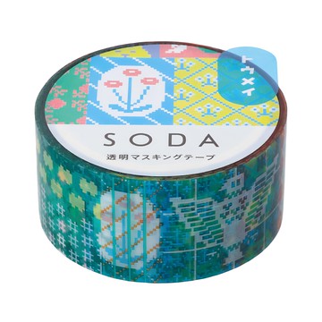 KING JIM HITOTOKI SODA 透明PET卷狀膠帶 20MM  復古 多色  1捲