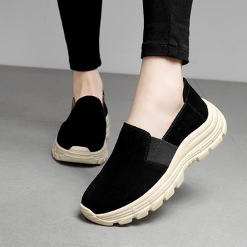 鞋子女2024潮鞋春季樂福鞋大碼媽媽休閑鞋厚底女士上班老北京布鞋