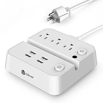 【美國代購-現貨】iClever BoostStrip IC-BS02智能電源板| USB充電器 4個USB + 3個AC插座 - 白色