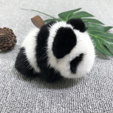 進口水貂毛皮草掛件小熊貓毛毛球毛絨飾品包包掛飾汽車掛件鑰匙扣