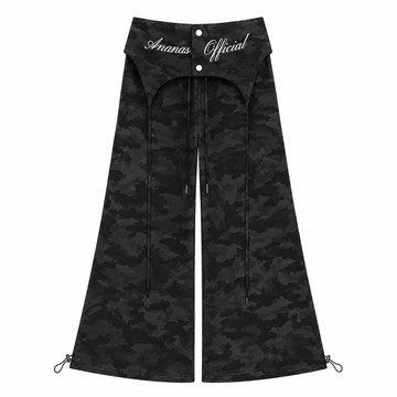 [ Ananas自訂款] 品牌LOGO迷彩工裝寬褲