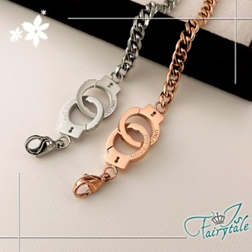 伊飾童話 歐美潮流 簡約個性情侶鈦鋼手銬男女手環